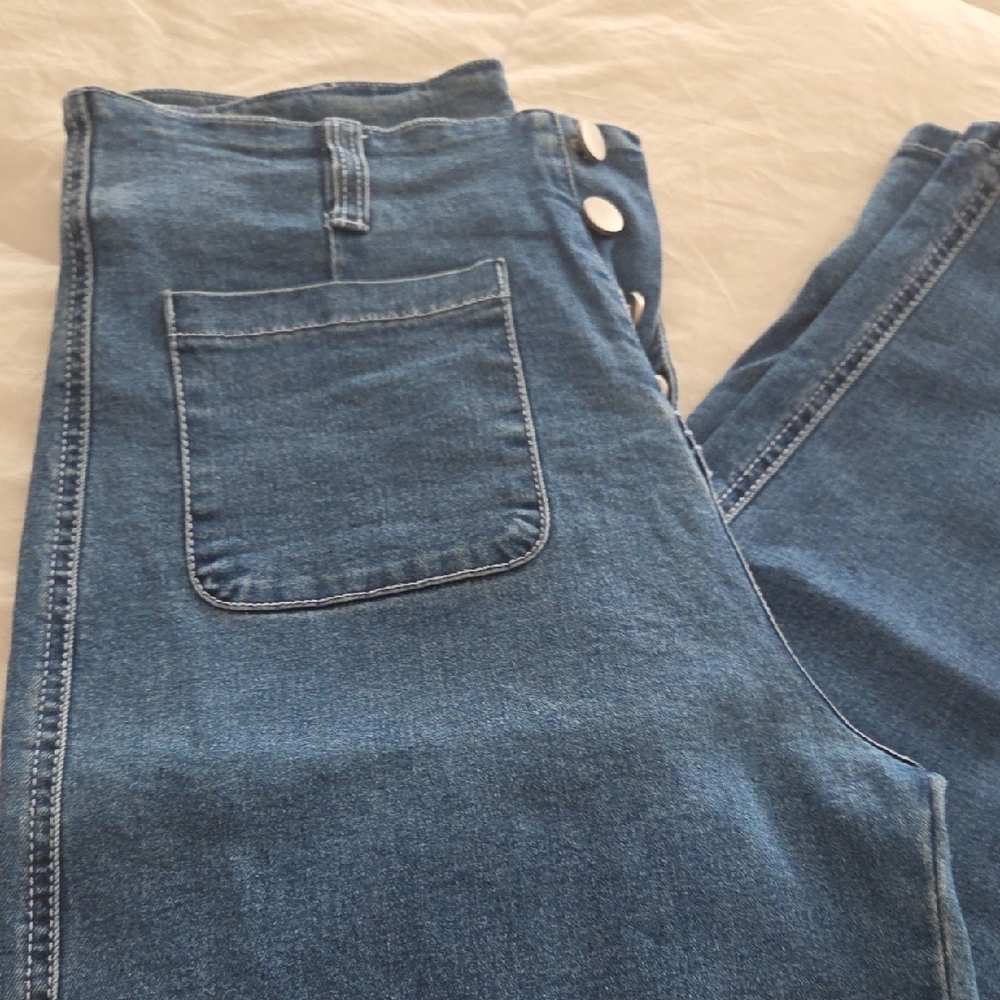 Sidefeel Women's Wide Leg Jeans High Waisted Stretchy Straight Leg - Never Worn - Picture 4 of 14